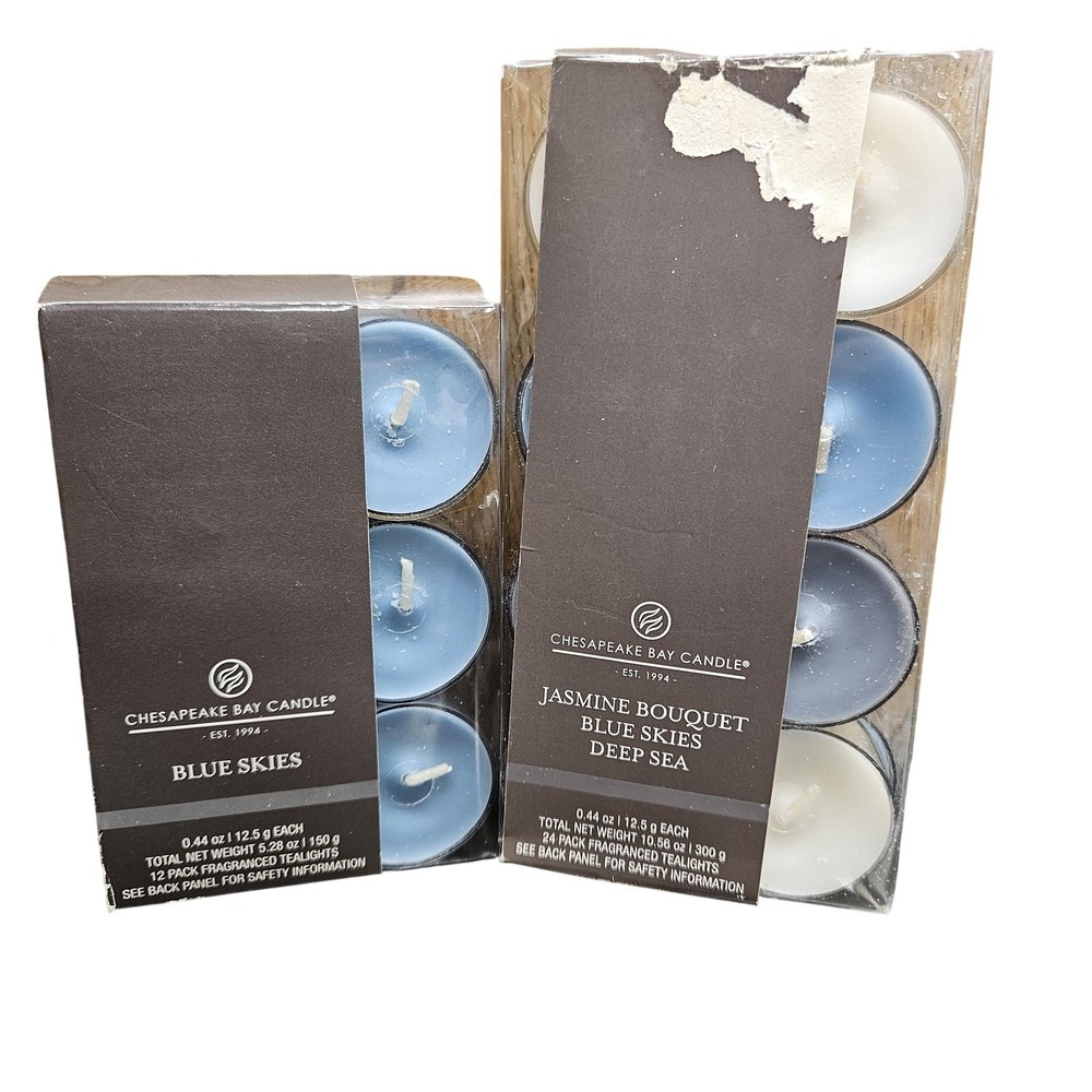 Chesapeake Bay Candle Scented Tealight Lot Blue Skies Jasmine‎ Bouquet 36ct